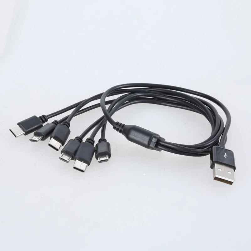 Универсальный зарядный кабель USB-3xUSB 5-контактный 3xType C 6 в 1 шнур для телефона