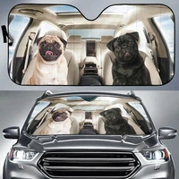 funny black and fawn pug couple driving car sunshade pug mom car decor meaning gift for pug lovers car windshield durable aut
