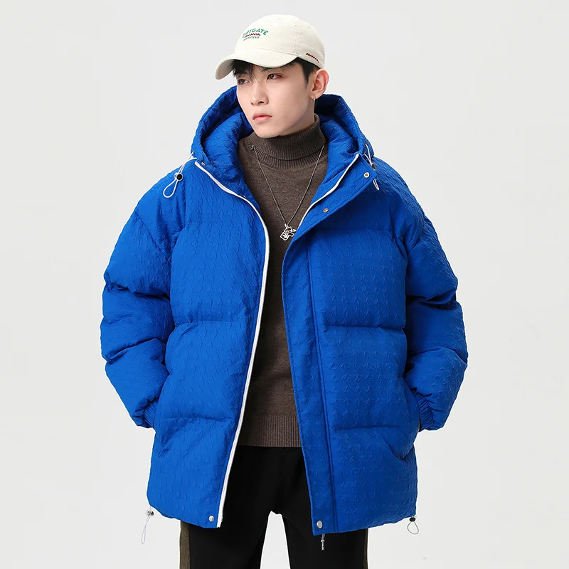 CAAYU Winter Down Jacket Men's Fashion Harajuku Oversized Body Warmer Coat Japanese Streetwear Windproof Outwear White Coat Male
