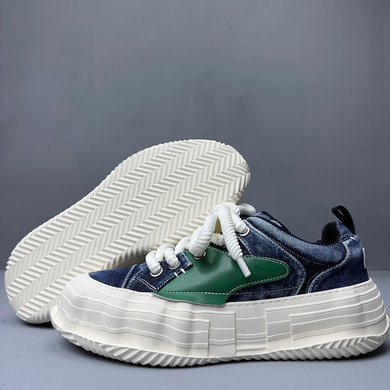 

Мужские тканевые туфли повышенной плотности, модная дизайнерская обувь в стиле нищего, из джинсовой ткани, с резинкой в стиле ретро, на толстой подошве