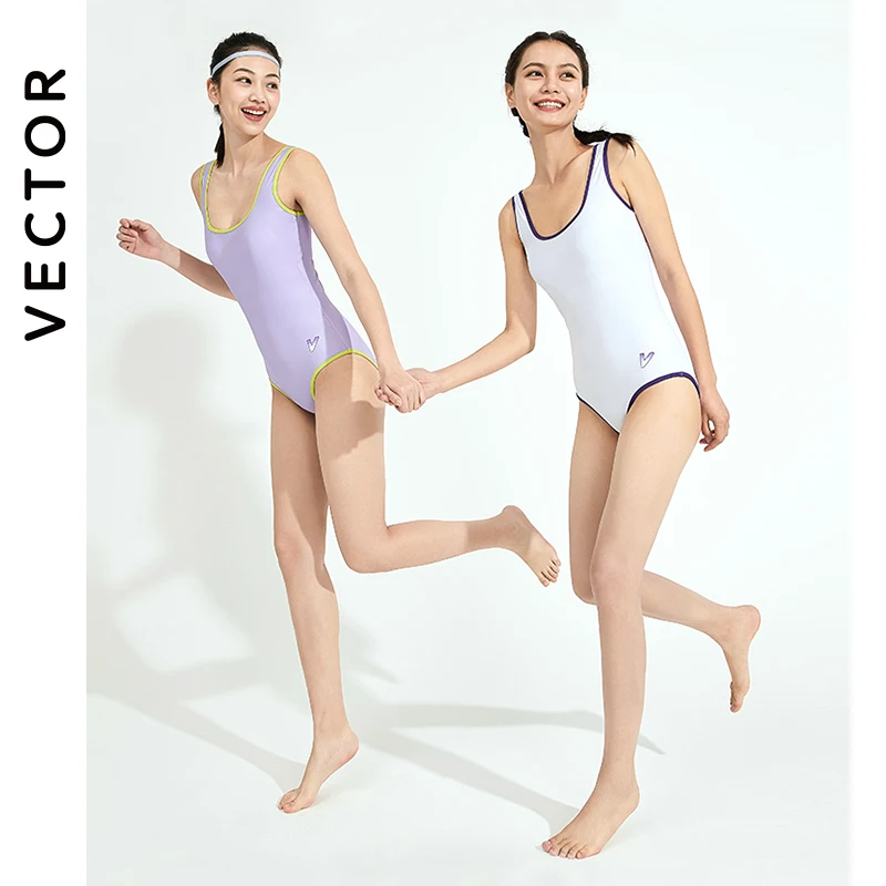 

VECTOR Solid Purple Ruffled One-piece Swimsuit Women Sexy Lace Up Monokini Swimwear 2022 New Girl Beach Bathing Suits
