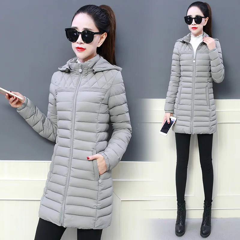 

Приталенная коллекция одежды из хлопка Женская пуховая куртка средней длины из хлопка для женщин среднего и пожилого возраста куртка большого размера из хлопка