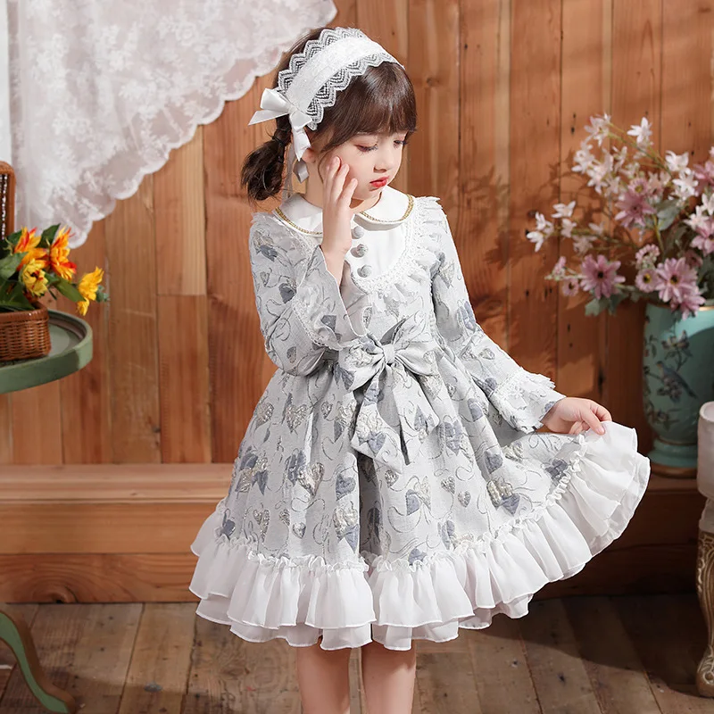 

3-14 Years Kids Girls Lolita Dress Patchwork Lace Princess Cosplay Party Dress For Sweet Girls Children 2022 Spring Clothes