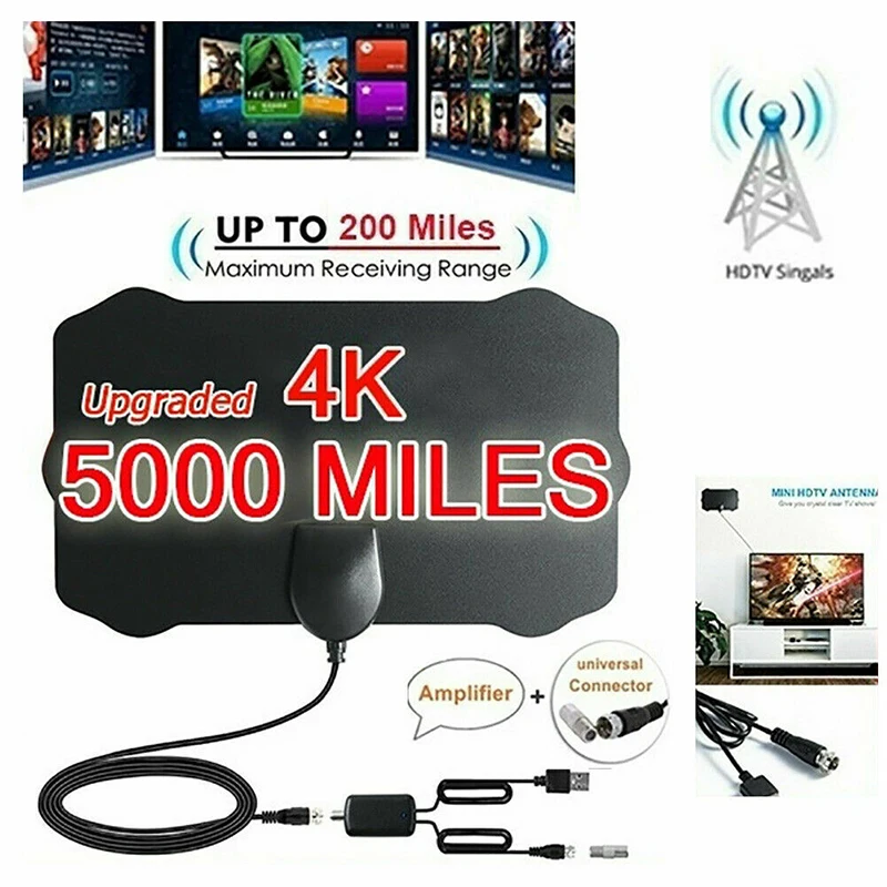 

5000 Mile Range HDTV Antenna 4K HD Indoor Digital TV Aerial Signal Amplifier High Quality