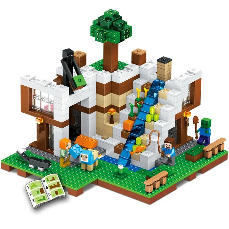 

729pcs myworld mysterious waterfall hut villa house building block Toy