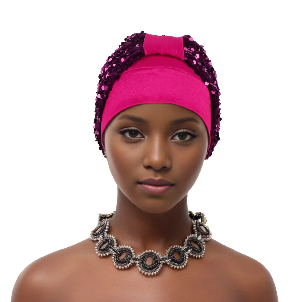 Новый африканский женский тюрбан с блестками шапка-тюрбан для женщин