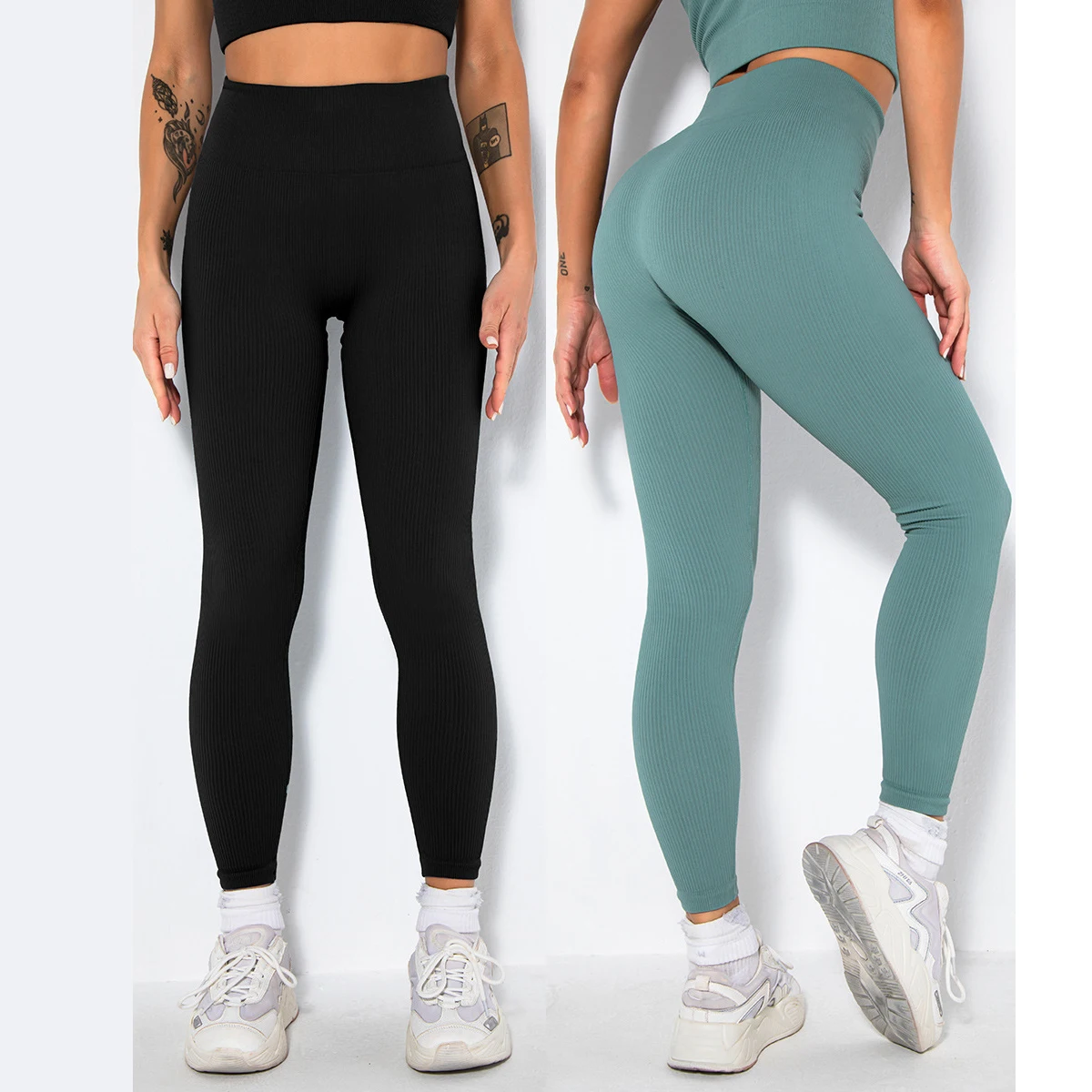 Ribbed Yoga Leggings Women Sports Pants Tights Seamless Sport Femme Gym Leggins Workout Fitness Pants Athletic Wear