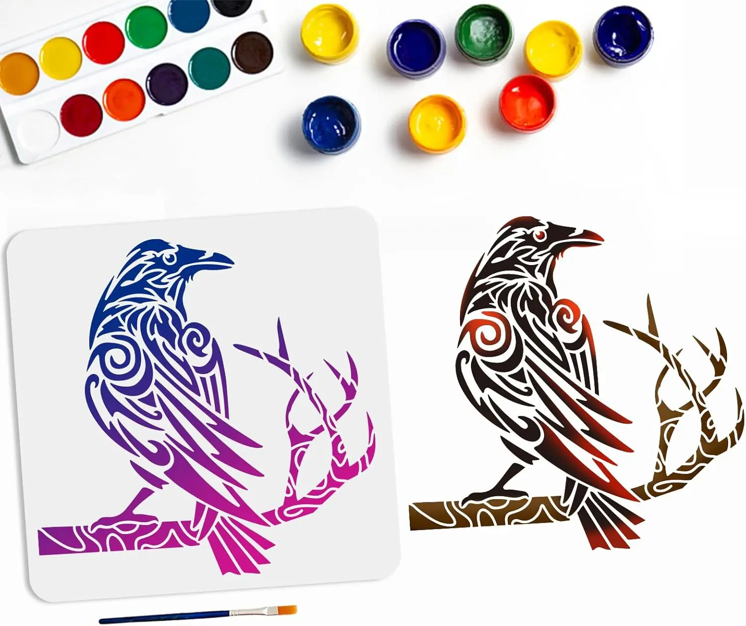 

Трафарет для рисования ворона