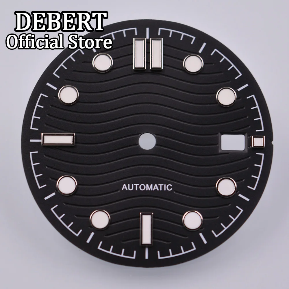 

31mm Black Watch Dial green Luminous Fit NH35 Automatic Movement