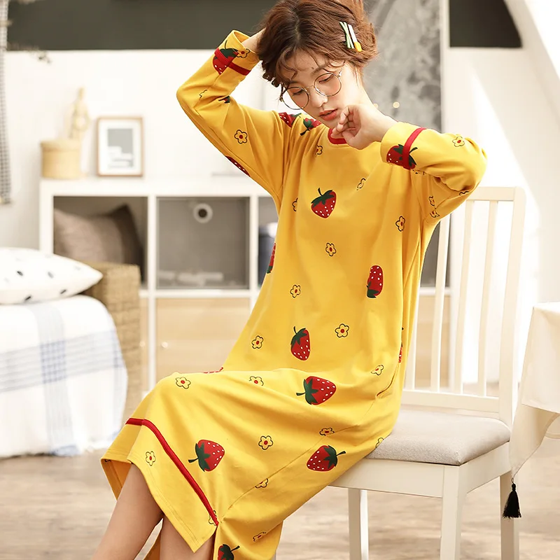 Spring and Autumn New Women's Nightdress Long Sleeve Loose Home Service Nightwear Sexy Sleepwear Women Night Gown Sleep Tops