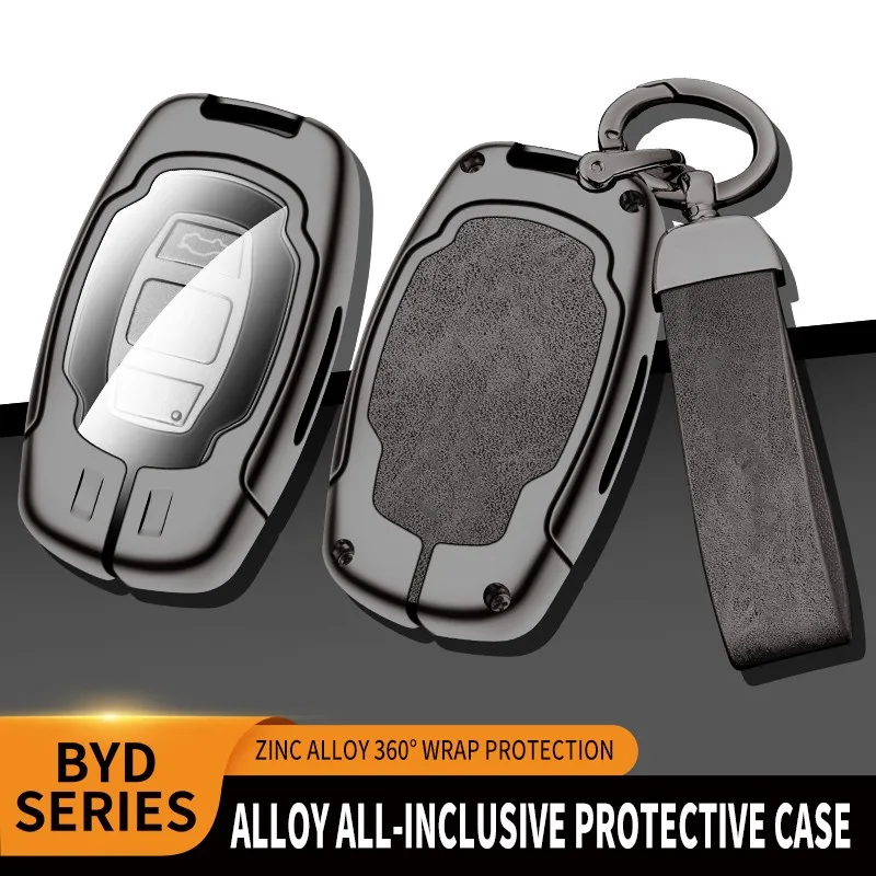 

Zinc Alloy+Leather+TPU Car Remote Key Bag Key Chain For BYD G6 E5 2012-2015 Accessories