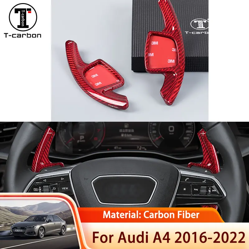 

2x Car-styling Car Steering Wheel for Audi A4 B9 2016~2022 Carbon Fiber DSG Extension Shift Cover Car Accessories 2019 2020 2021