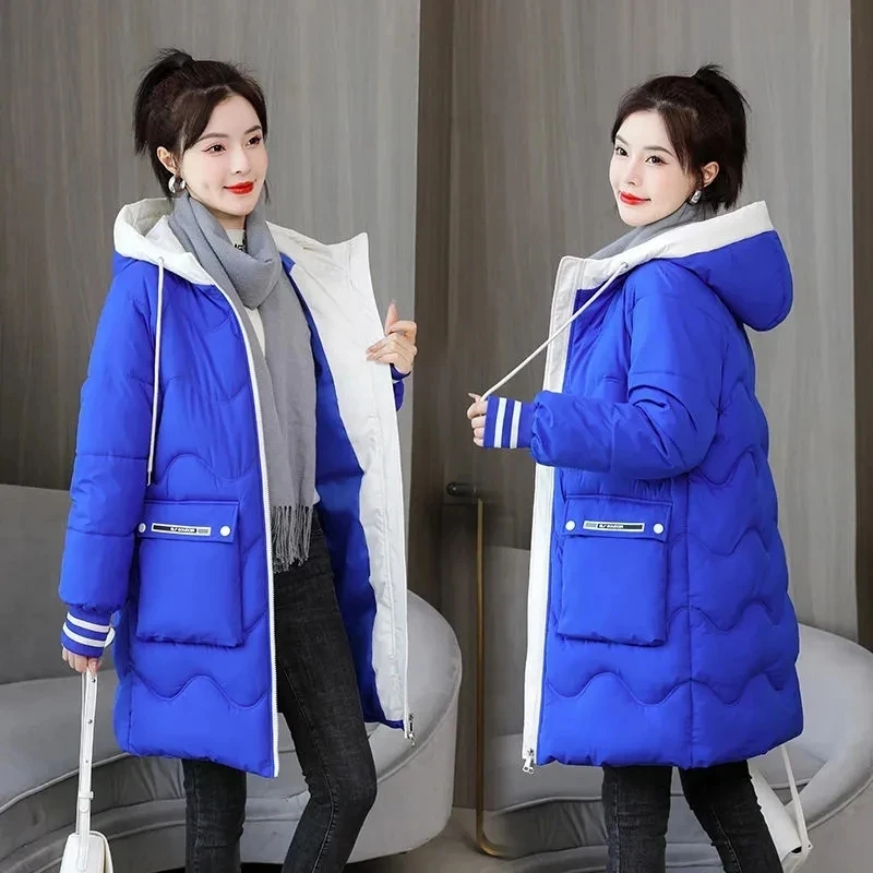 

Down Cotton Jacket Women's Parkas 2022 New Winter Hooden Cotton Padded Coat Korean Loose Warm Thicken Coat Windproof Outwear