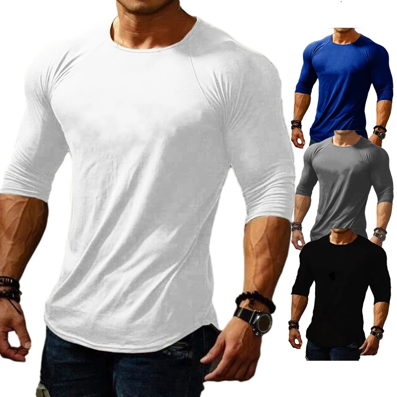 

Cotton Long Sleeve Shirt Men Casual Skinny T-shirt Gym Fitness Bodybuilding Workout Tee Tops Male Fitness Run Training Clothing