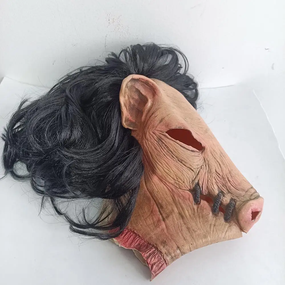 Маска животного Cos черные волосы головной убор со свиньей Хэллоуин косплей