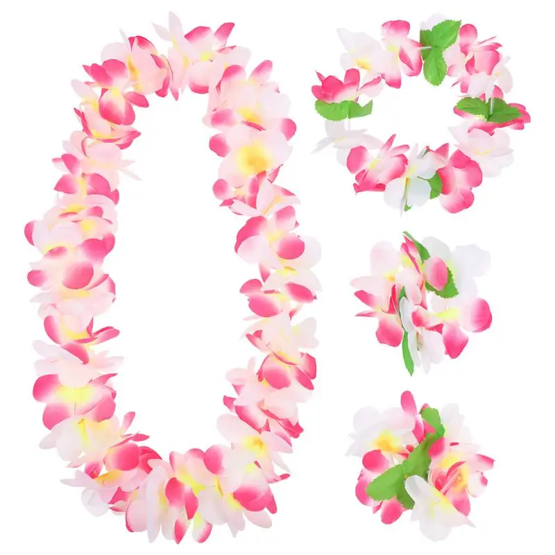 

Hawaiian Party Artificial Flowers leis Garland Necklace Hawaii Beach Flowers Luau Summer Tropical Wedding Party Decor
