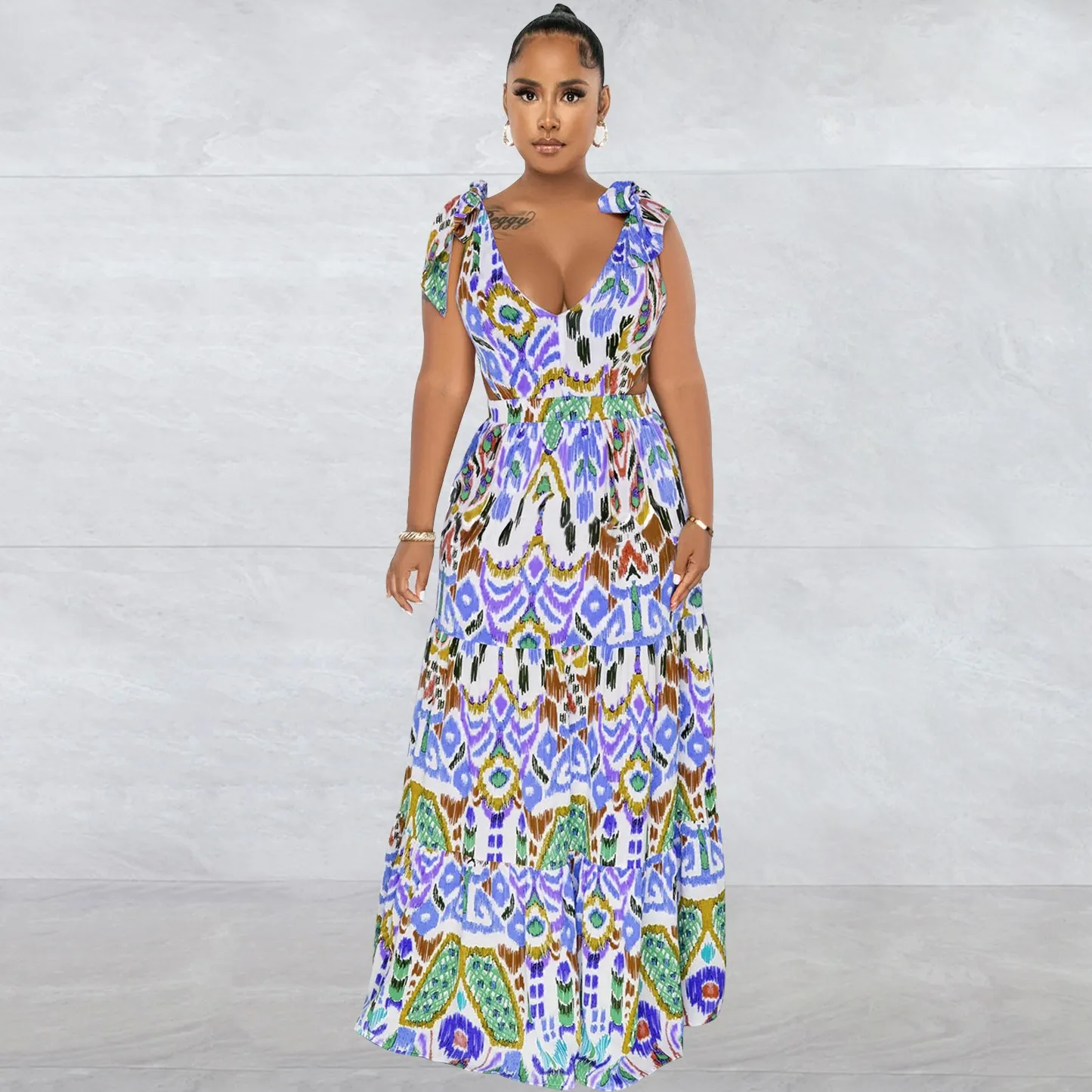 

Летнее Африканское платье для женщин, лоскутное платье, африканская одежда, новинка 2023, модная уличная одежда, Африканское длинное платье макси, платья