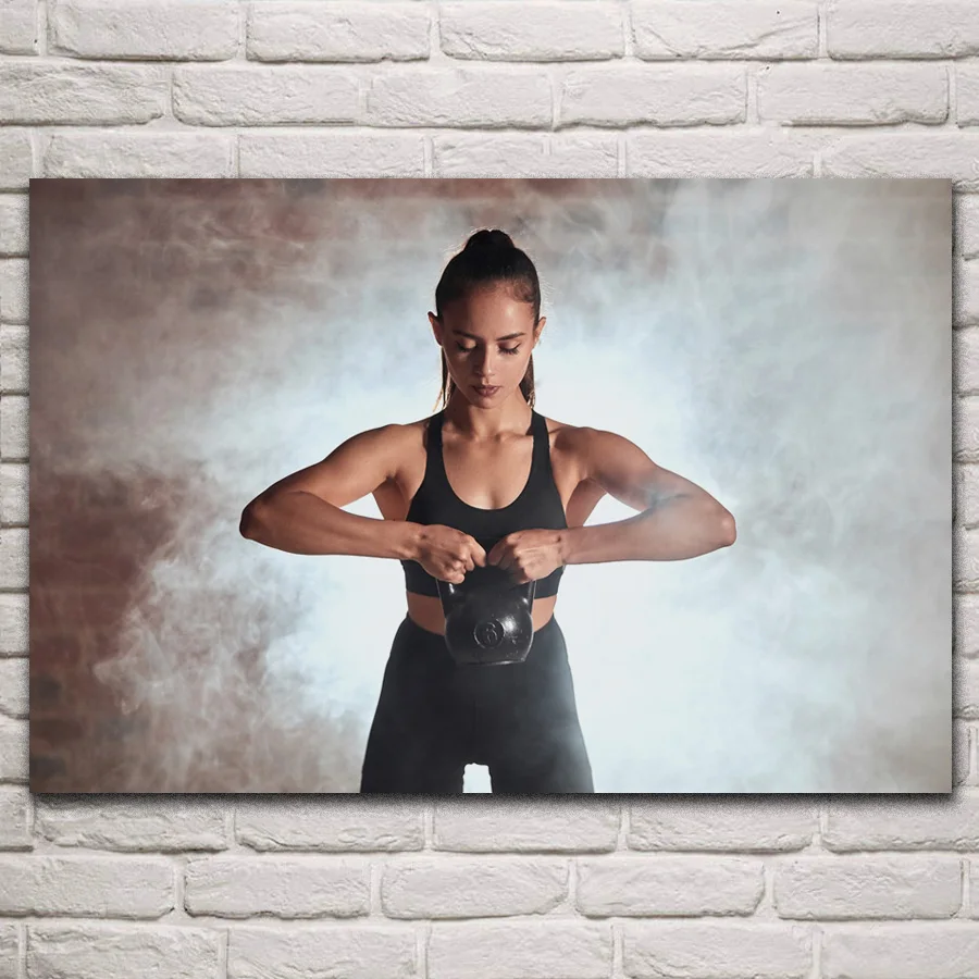 

woman sport fitness health fan art living room home art decoration fabric posters on wall picture KR514