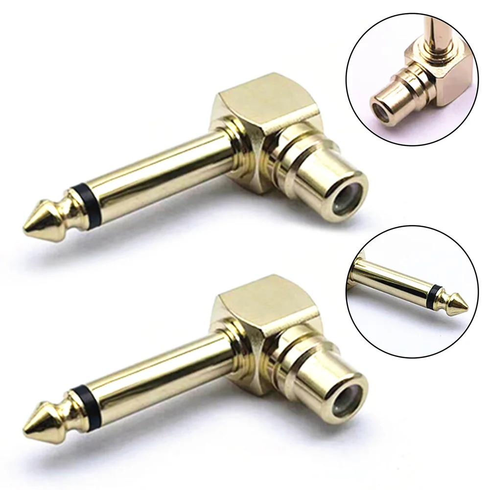 

1pcs Gold Plated Audio Converter Gold Plating 6.35 Plug Copper For Video Audio Elbow Electrical Equipment Supplies Wholesale