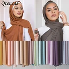 Шифоновый шарф премиум-класса 5 шт.лот, Женский мусульманский хиджаб, шарфы, простые мусульманские длинные шарфы, шаль, женский шарф, 175x70 см