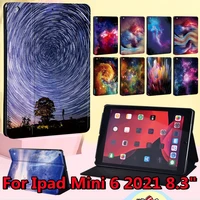 tablet case for apple ipad mini 6 2021 8 3 a2567a2568a2569 space printed flip leather tablets accessories shell cover pen