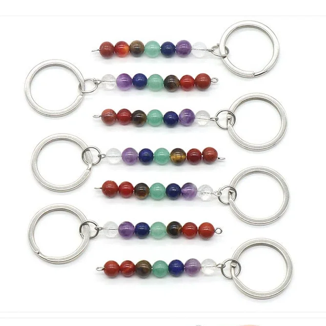 10 шт. кольца для ключей с натуральным кристаллом