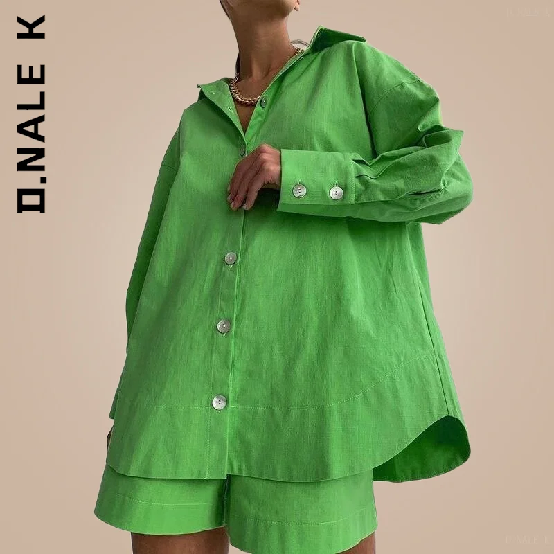

D.Nale K Fashion Women Set Elegant Tracksuit Elegant Shorts Sets Loungewear Green Shorts Sets Casual Soft Female Sweatsuits