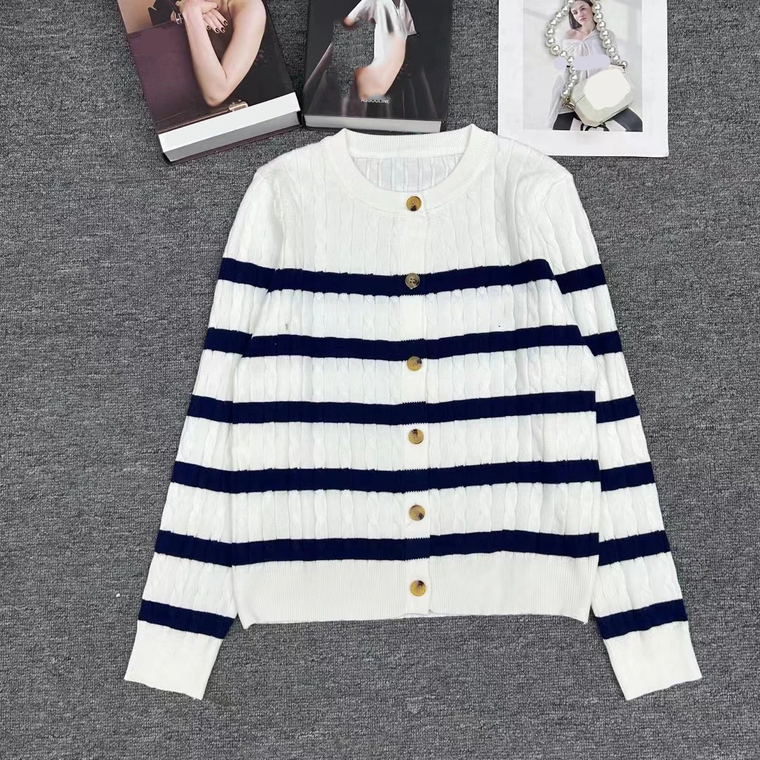 Женский вязаный кашемировый свитер в полоску с длинным рукавом