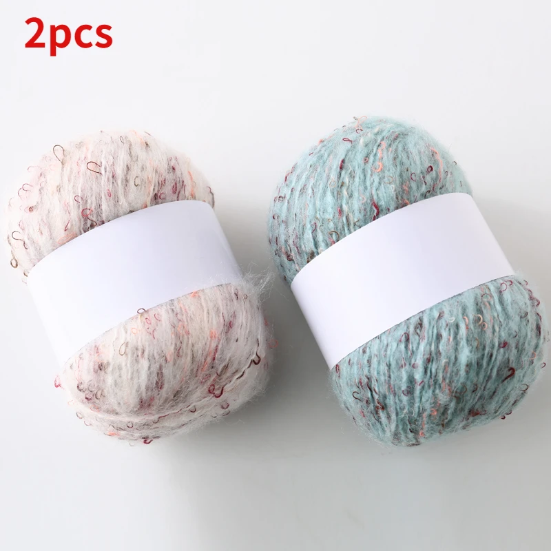 

2pc Mohair Fluffy Yarn 50g/roll Coarse Wool Knitting Thin Soft Crochet Yarns Hand Knit Sweater Scarf Shawl Cardigan Puffy Thread