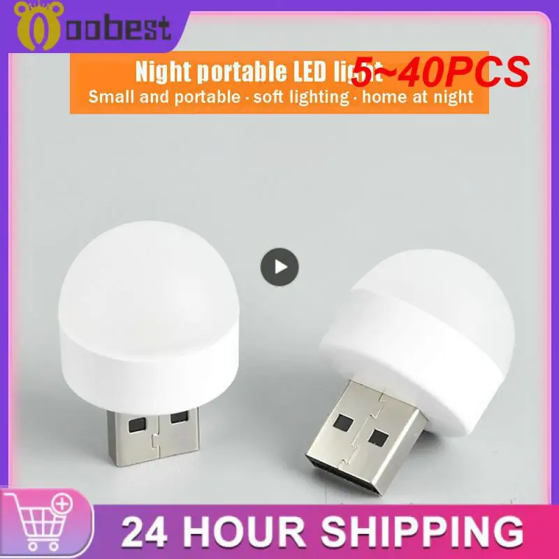 

5~40PCS Night Light Mini LED Night Light USB Plug Lamp USB Book Lights Small Round Reading Eye Protection Lamps
