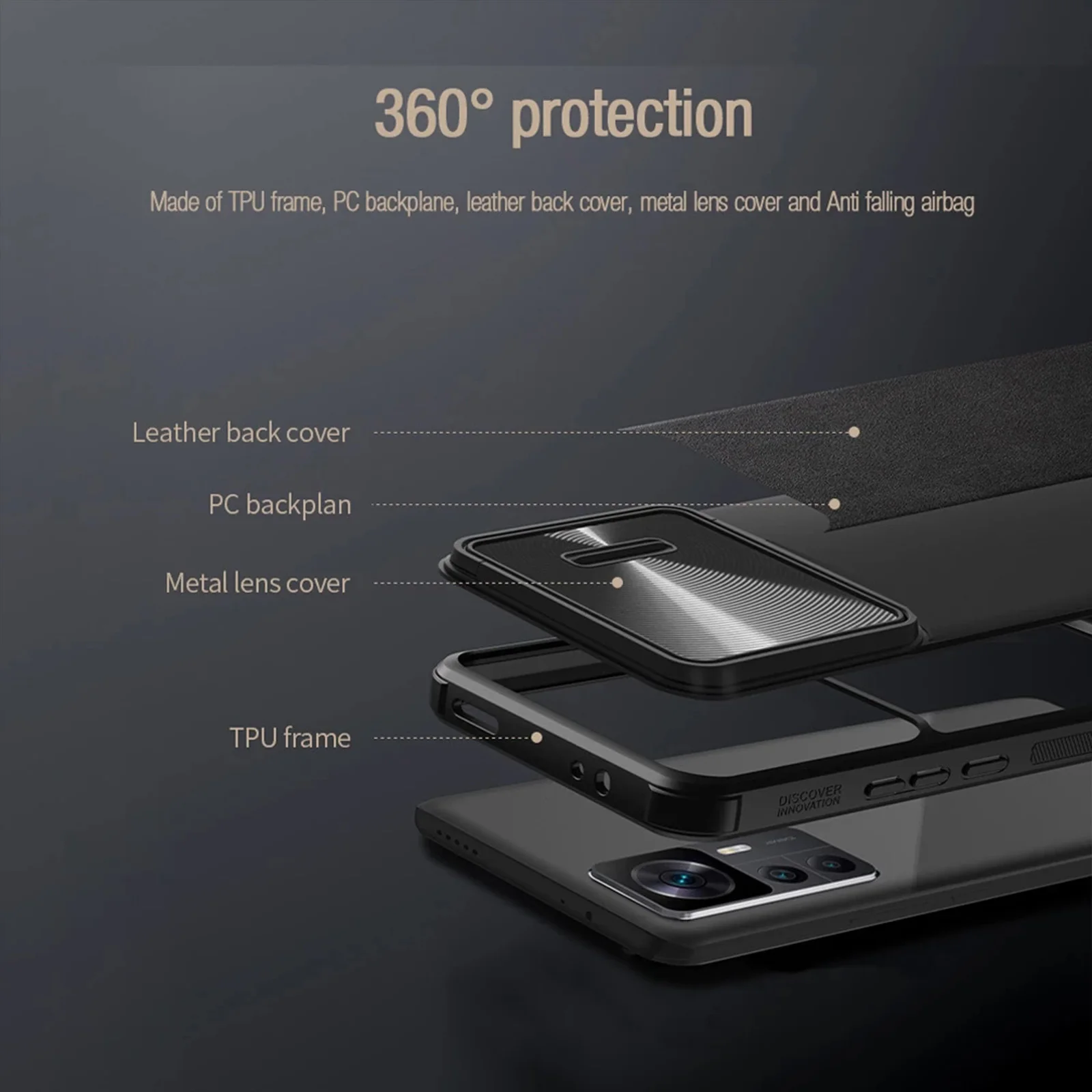 Luxury Pu Leather Case for Xiaomi 12T with Slide Lens Camera Protector Matte Case Protective Thin Slim Phone Cover for Men 2022