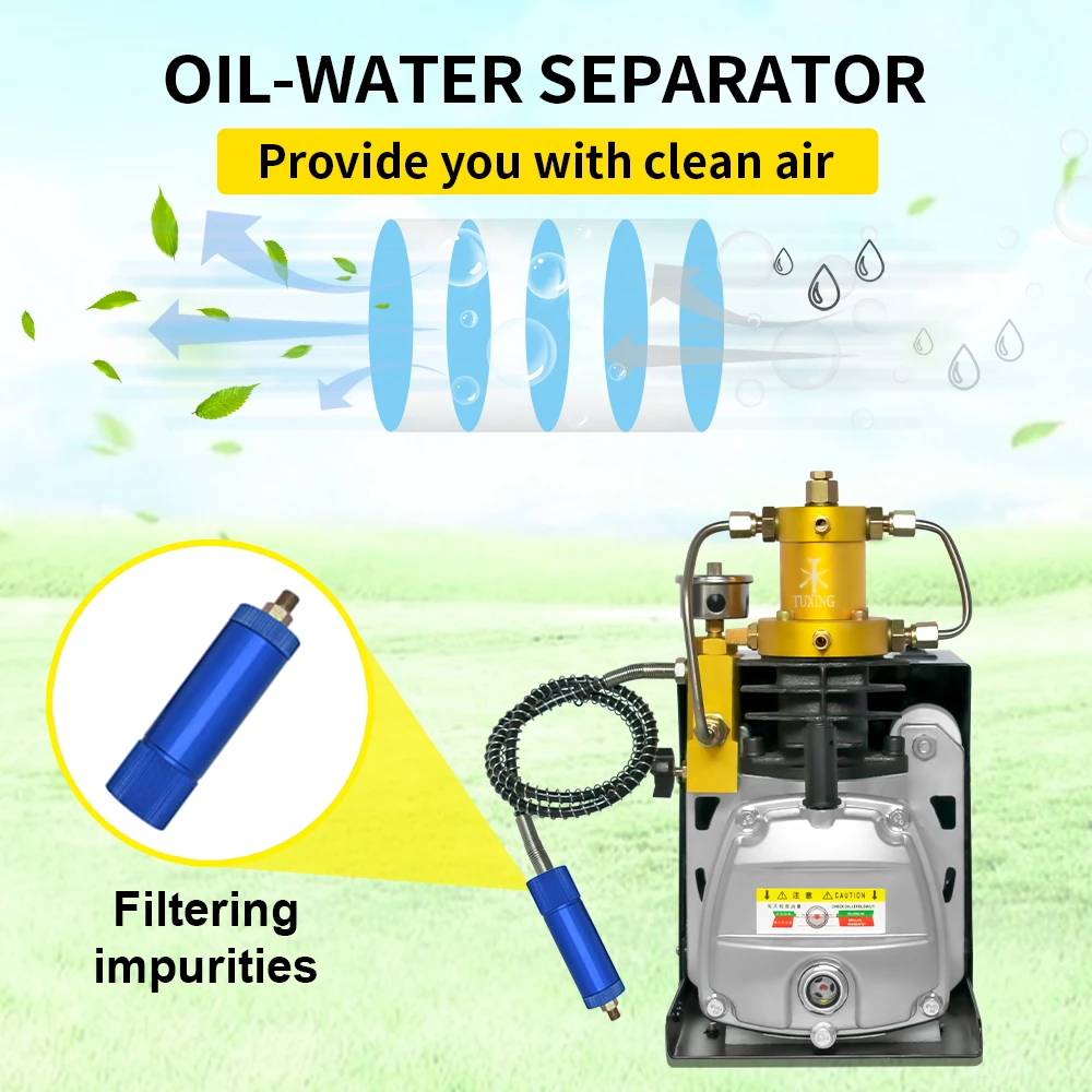 Воздушный компрессор TUXING 300 бар 4500 фунт/кв. Дюйм PCP автоматический стоп-компрессор