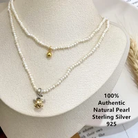 sterling silver 925 mujer gold rose small bell baroque small pearl set necklace for women luxury jewelry collier femme luxe 2022