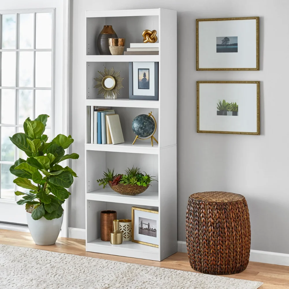 Mainstays Framed 5-Shelf Bookcase, White 2023 New
