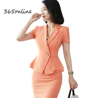 formal uniform styles blazers suits two piece with tops and skirt for ladies office work wear professional summer blazer sets