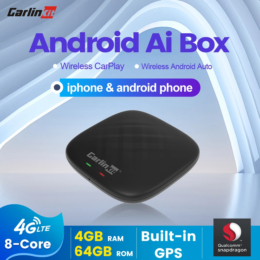 Carlinkit беспроводной Android авто Apple CarPlay Ai Box 4 Гб + 64 Qualcomm 8 ядер YouTube Netflix для Audi Toyota Nissan