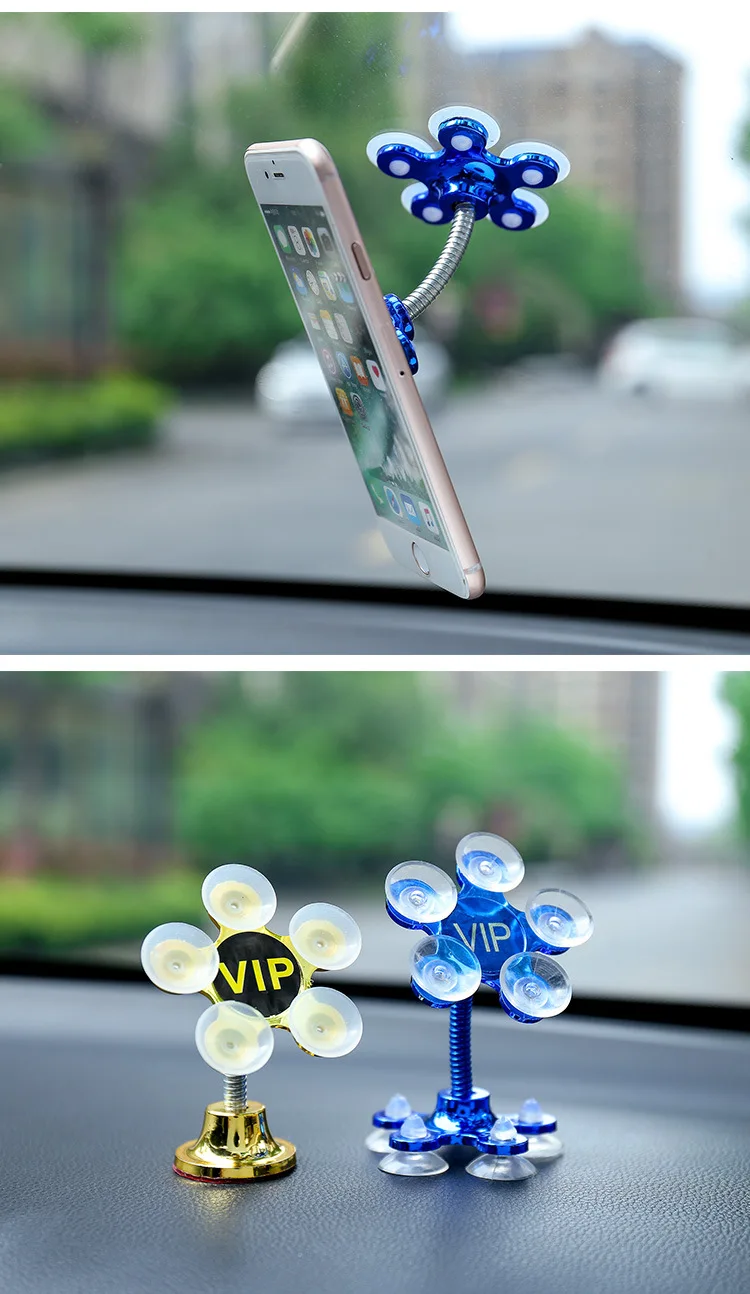 rotatable five claws sucker desk stand for cell phone metal flower magic suction cup mobile phone car holder bracket free global shipping