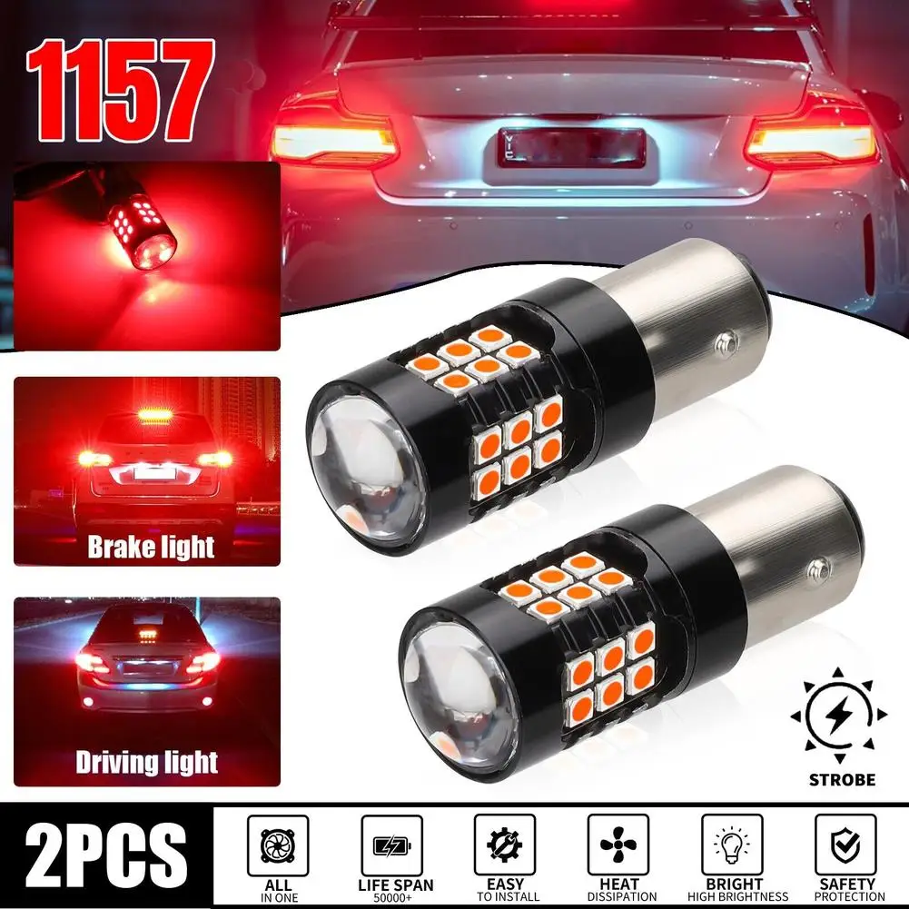 

[ New ARRIVALS ] 2pcs Car Led Light Bulb 1157 30smd 3030 Strobe Light Flashing Brake Stop Tail Lamp Safety Warning Bulbs