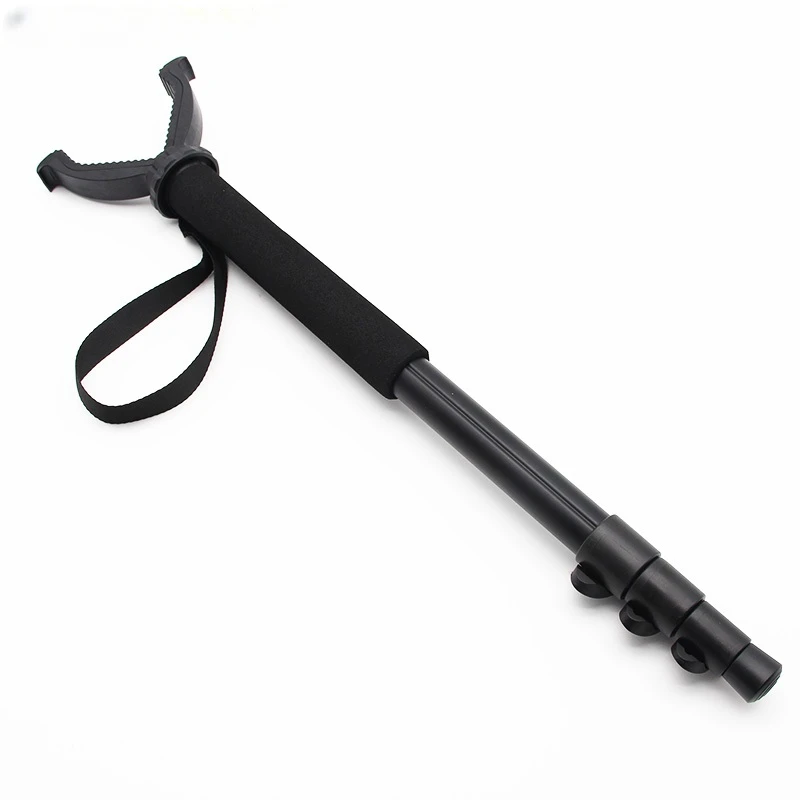 

Aluminum Hunting Shooting Accessory V Shaped Rotating Yoke Monopod Telescopic Shooting Stick Hunting Stick with Shoulder Strap