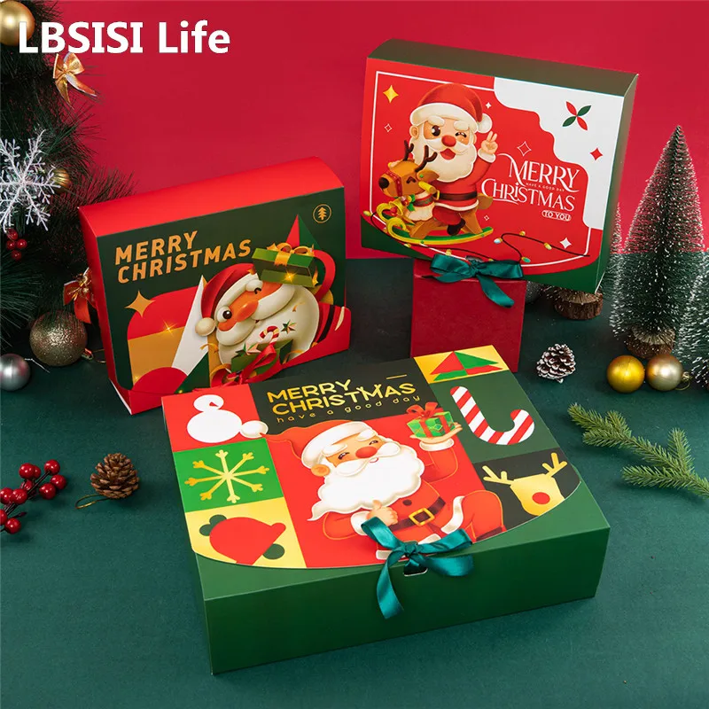 

LBSISI Life 4pc New Creative Christmas Gift Box For Candy Chocolate Cosmetic Cloth Packaging Xmas New Year Party Kids Favors Box