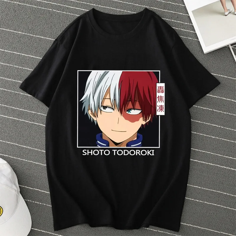 

Women's Streetwear Tops Cartoon Tees Men Clothing Black White Short Sleeve My Hero Academia T-shirt Japanese Anime Print T Shirt