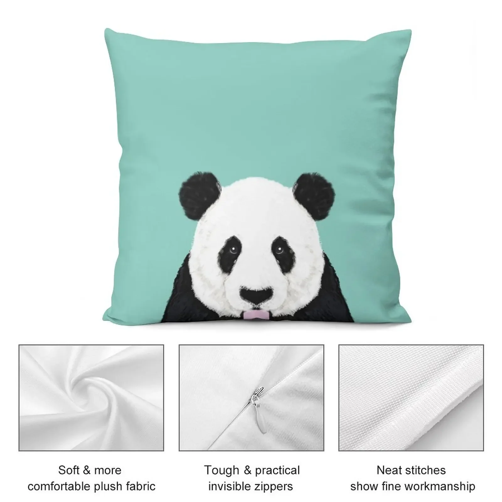 Панда - мята милый черно-белый портрет животного дизайн иллюстрация мобильный