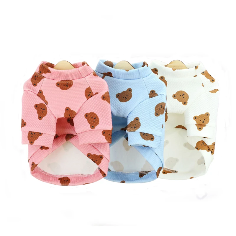 

Spring Summer Dog Vest Soft Puppy T Shirt for Small Dogs Yorkie Chihuahua Beagle Clothing Cute Bear Printed Design Dog Clothes