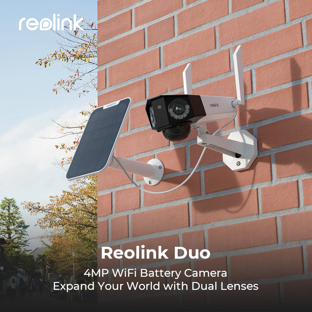 Reolink двойная линза Duo WiFi камера 4MP солнечная батарея с широким обзором наружная