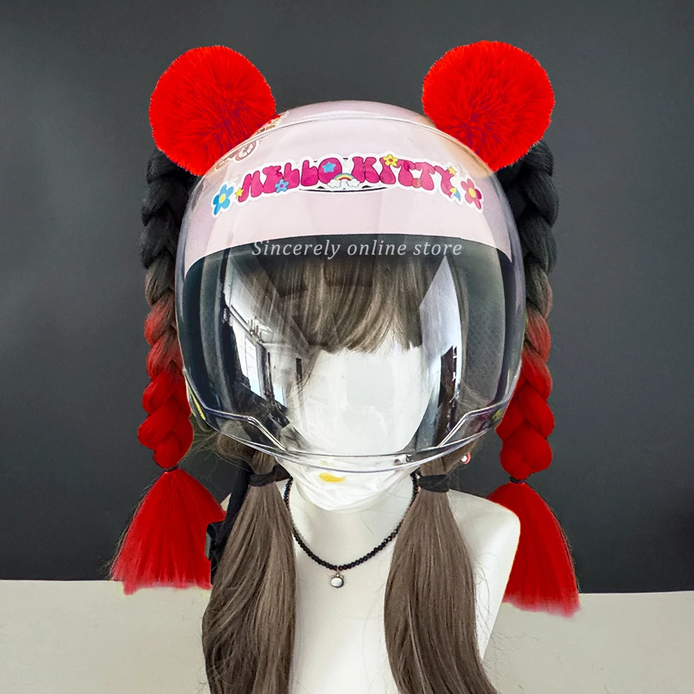 

Милые регулируемые косы для шлема для женщин и девочек, декор, аксессуары для мотоциклетного/лижного шлема, двойные косички, парик, наращивание волос, новинка