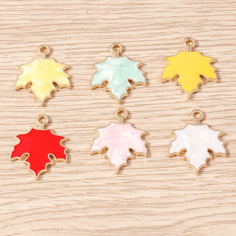 

10pcs 18x22mm Cute Colorful Plant Maple Leaf Charms for Jewelry Making DIY Handmade Drop Earrings Pendants Necklaces Crafts Gift