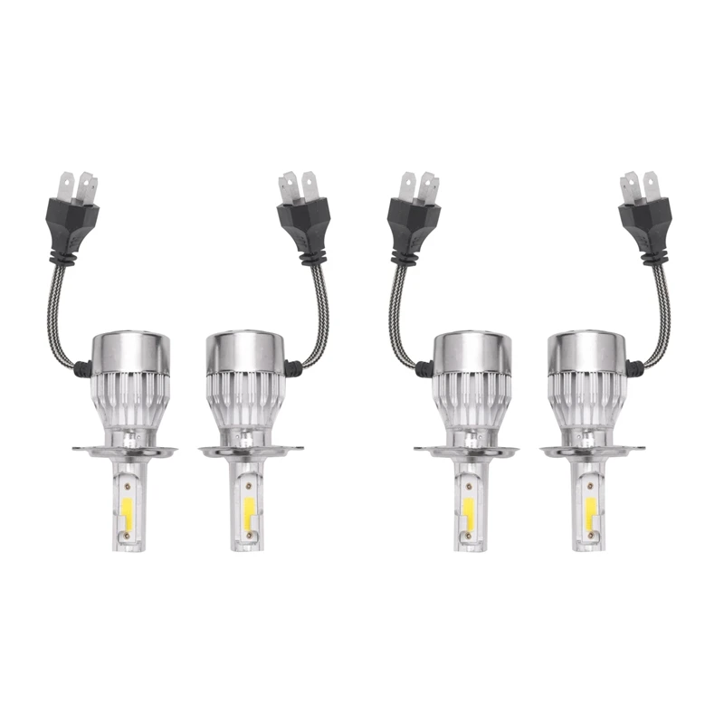 

New 4Pcs C6 LED Car Headlight Kit COB H4 36W 7600LM White Light Bulbs