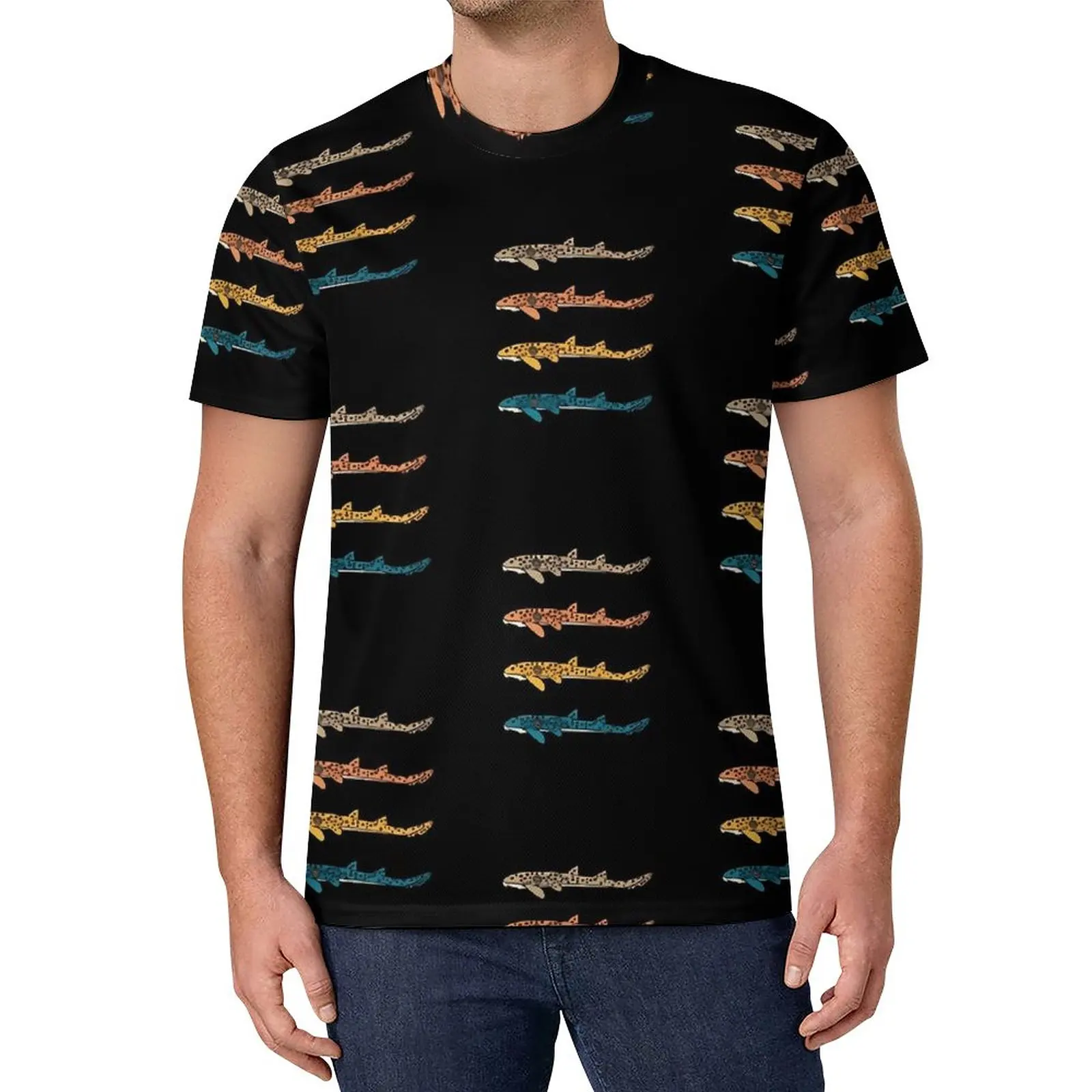 

Epaulette Shark T Shirt Animal Print Harajuku T-Shirts Couple Streetwear Tshirt Summer Short Sleeve Graphic Top Tees Big Size