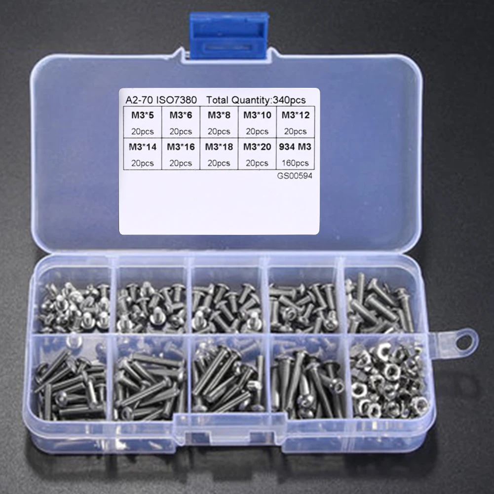 

Stainless Hex Socket Button Head Screws Bolt Nut Assortment Kit Hardware Fasteners Nut Bolt Sets