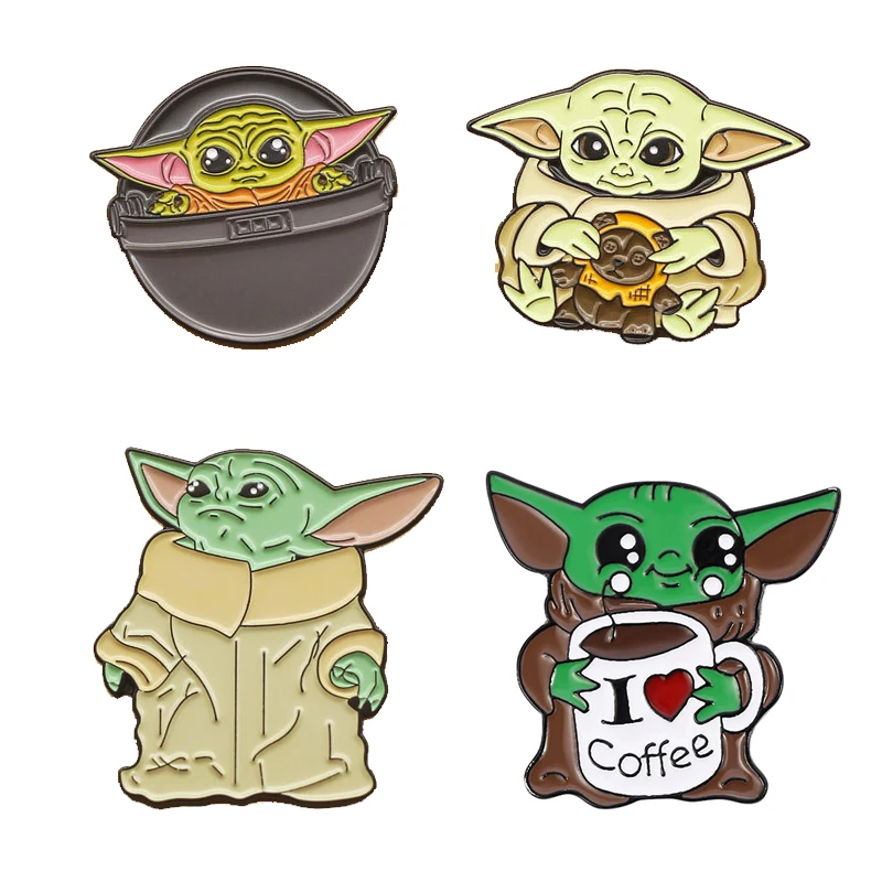 

Marvel Cartoon Brooch Cartoon Cute Baby Yoda Personality Creative Enamel Pins Metal Badge Clothes Hat Decoration Pins